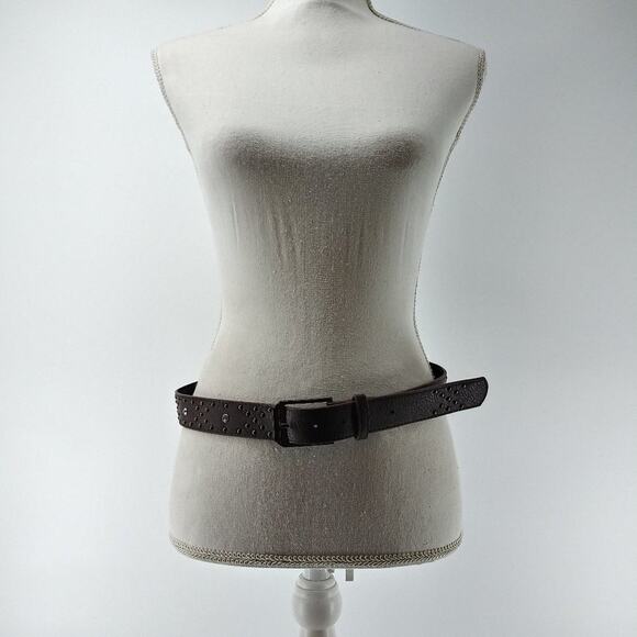 Women's Dark Brown Faux Leather Rhinestone Stud Belt size 8 - Picture 13 of 13